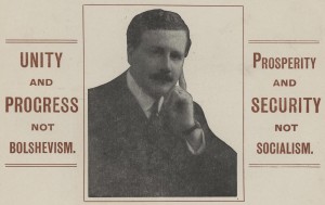 Section of Kingsley Wood's election poster for 1918.