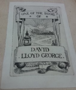 The bookplate adorning the collection of David Lloyd George