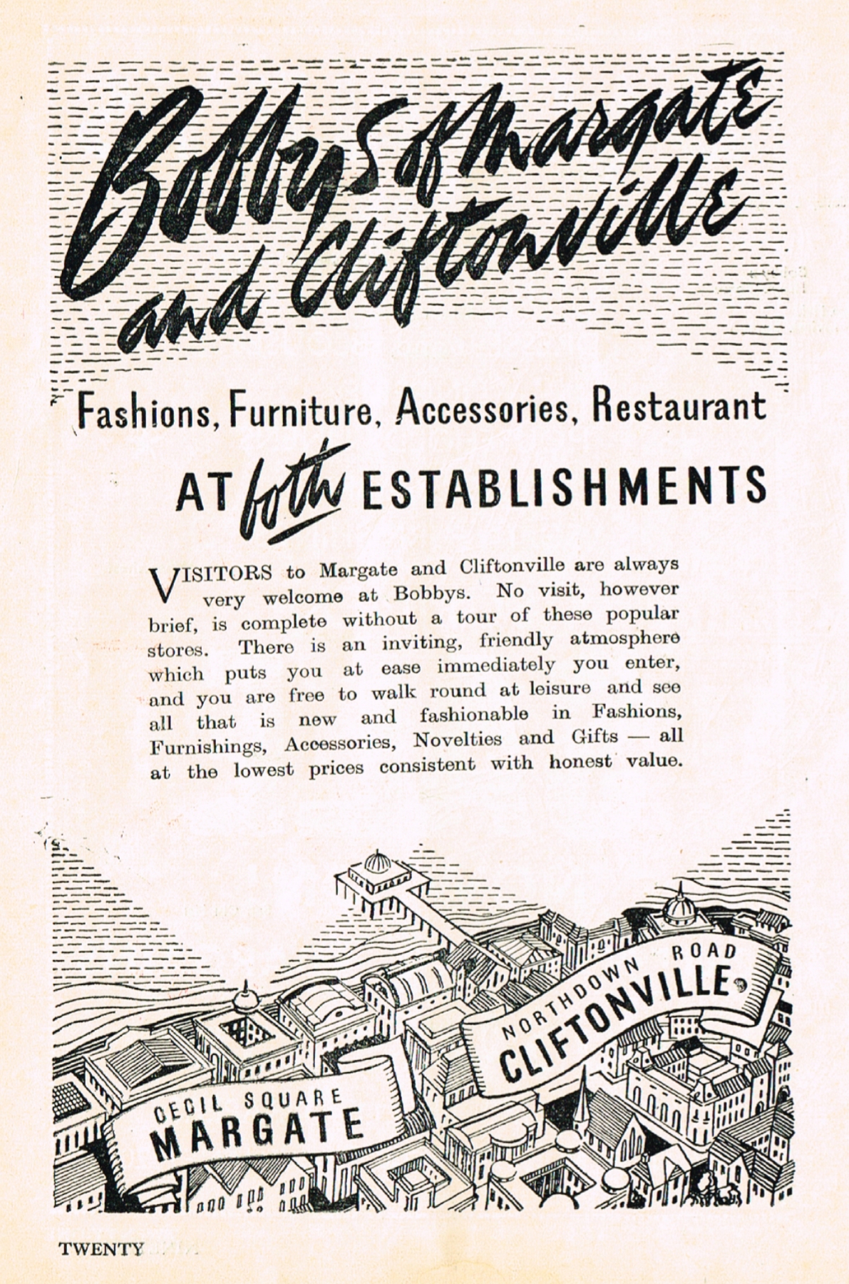Advertisement for Bobby's at Margate and Cliftonville