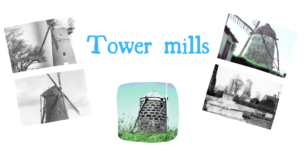 Lots of tower mills: note the brick and cylindrical body