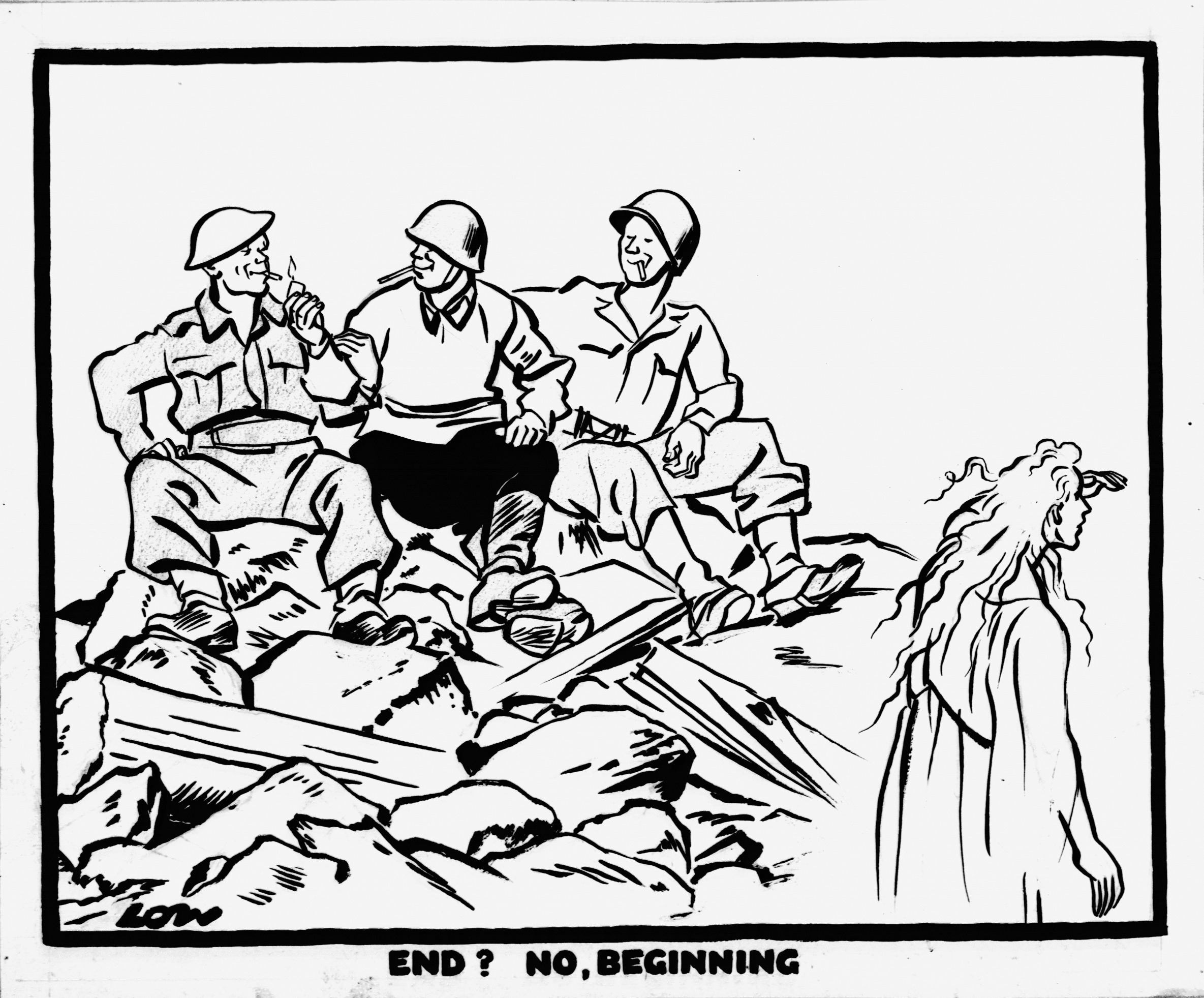David Low, 'End? No - beginning', Evening Standard, 11th May 1945 (DL2417)