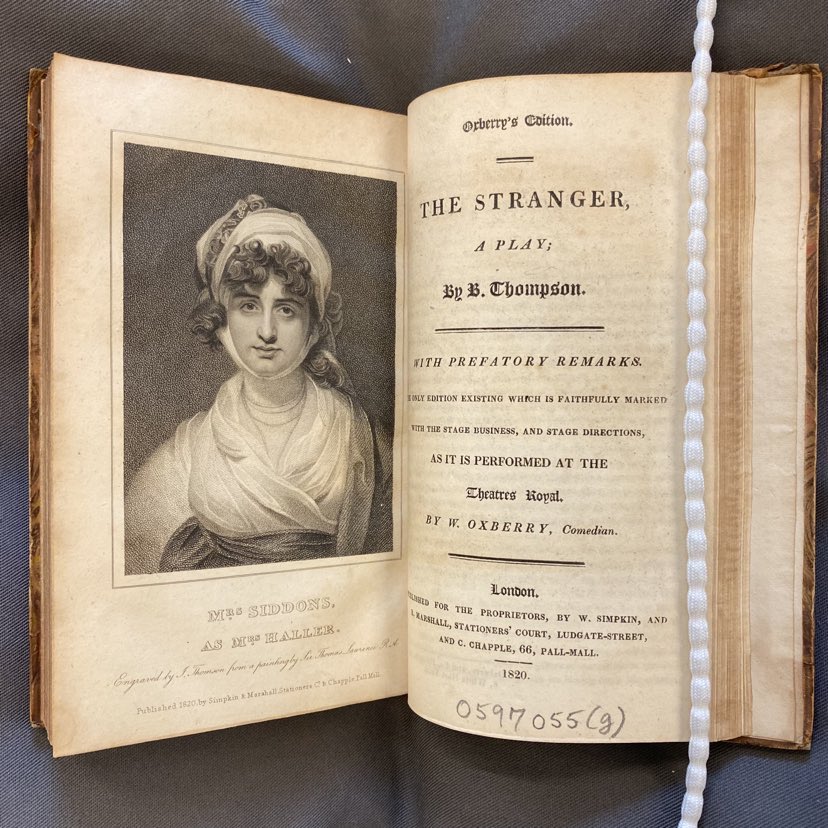 Plate of Sarah Siddons in the role of Mrs Haller, accompanying the play The Stranger, in Oxberry's edition of New English Drama.