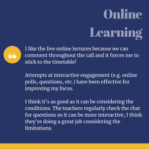 Student Experience Survey Quote about online learning