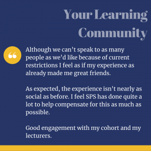 Student Experience Survey quote about the learning community