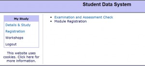 Exam Registration Screen 1