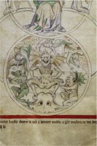 Excerpt from God and Lucifer British Library Royal 2 B VII ('The Queen Mary Psalter') England, between 1310 and 1320