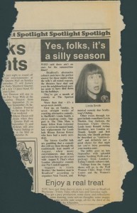 Preview article for Linda Smith Stand-up in Bradford, 1987
