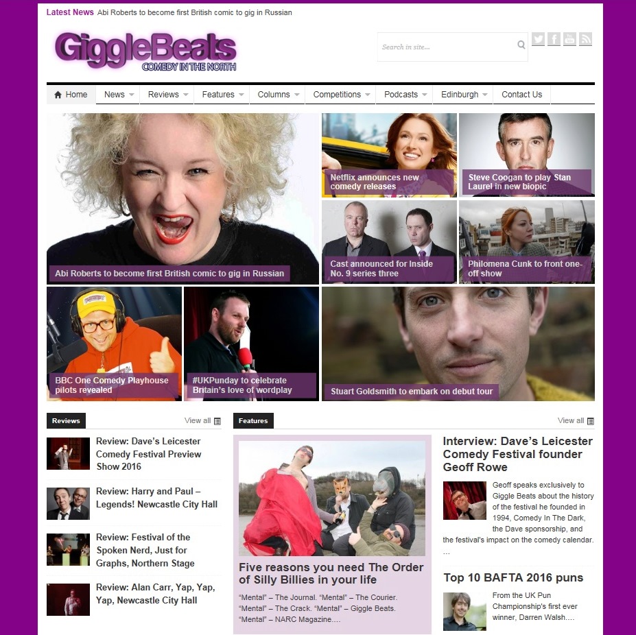 Giggle Beats (www.gigglegeats.co.uk), a website founded in June 2010 to promote comedy in the north of England.