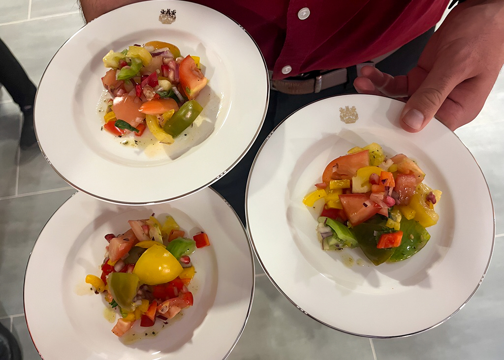 Several plates of Lebanese-style salad