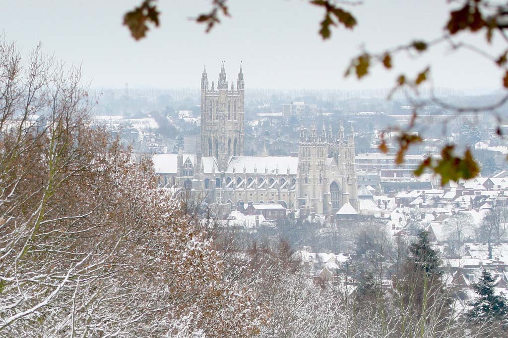 Canterbury Cathedral in snow