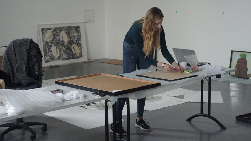 Setting up for the exhibition, 'The Female Nude: Ways of Seeing'