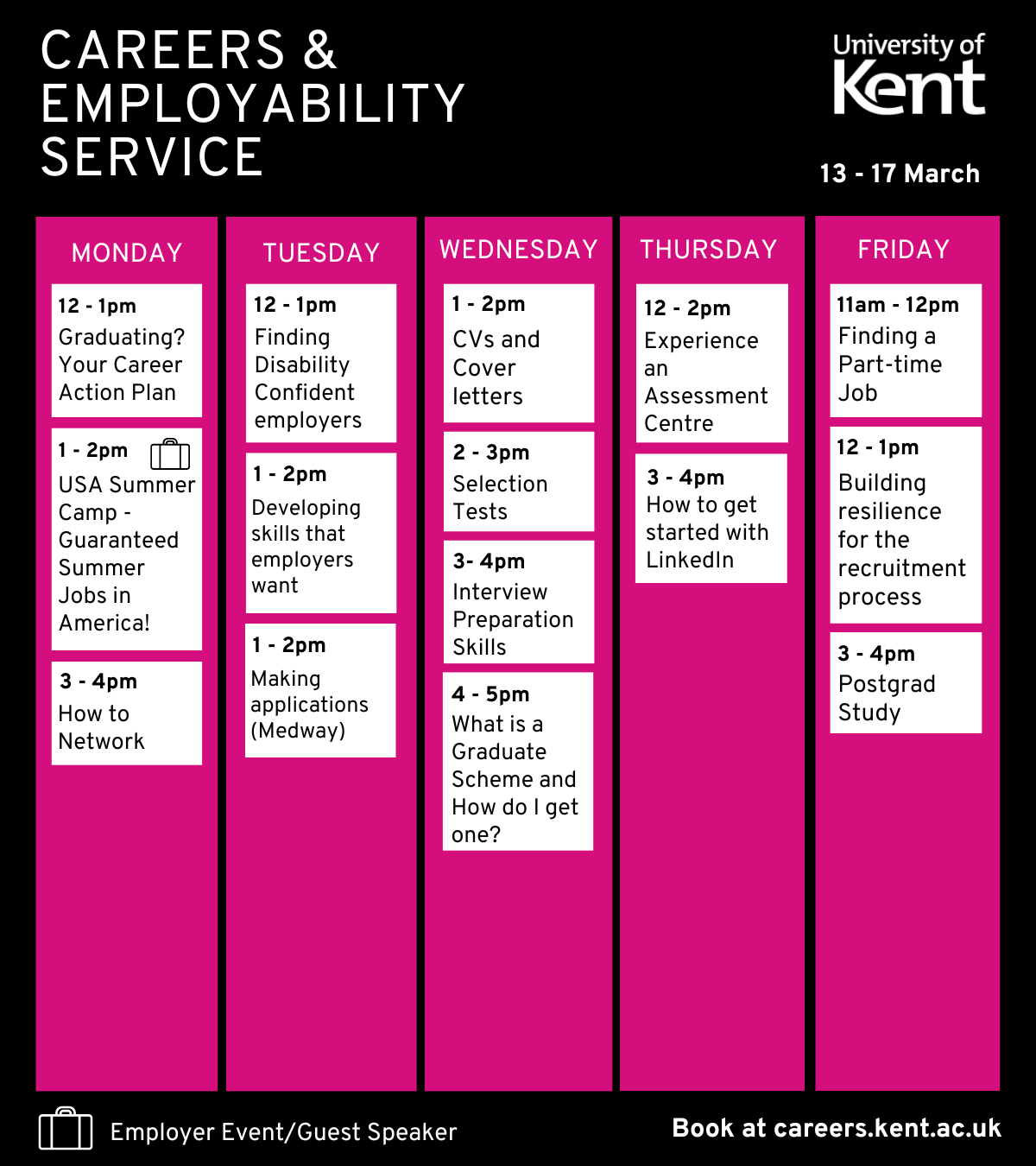 Careers events 13-17 March