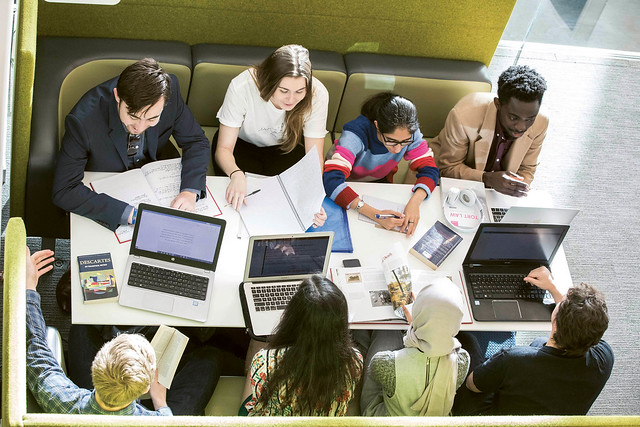 Undergraduate students in the Templeman Library