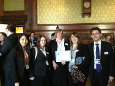 Elaine Sherratt accompanied by Kent Law School[2] (KLS) students Rebecca Newman, Samantha Woodley and Vivian Chan, together with barrister David Graham of Francis Taylor Building chambers in the Temple.