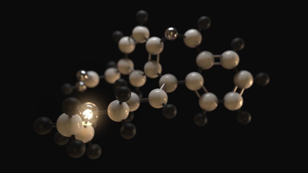 Molecule made up of textures to resemble a light bulb
