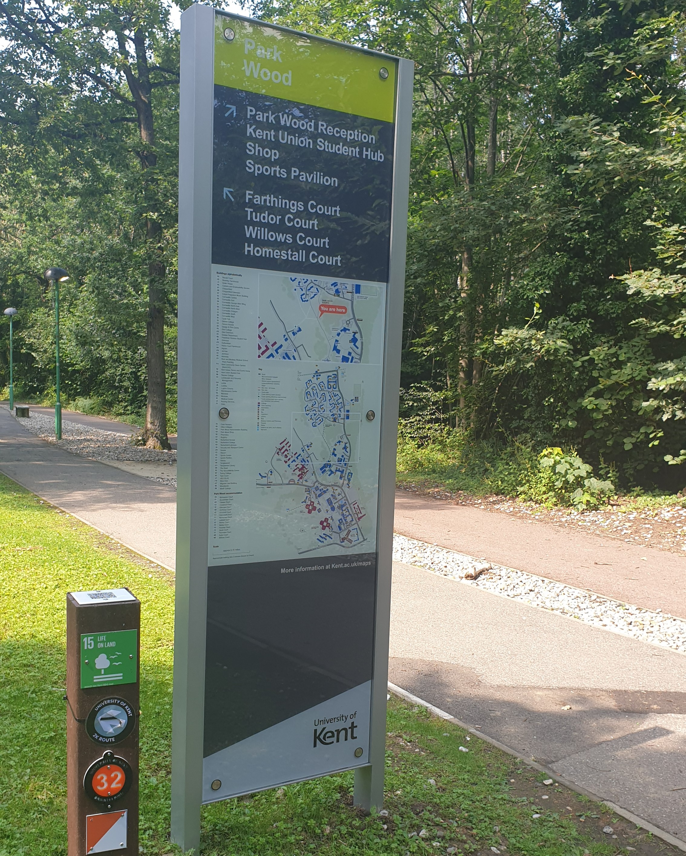 Canterbury Campus route marker