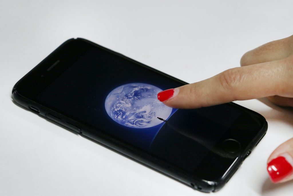 Mobile phone with Earth image