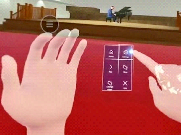 Animation hands point to a virtual number pad