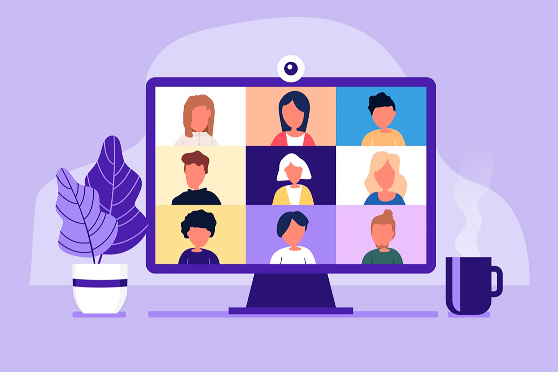 Illustration: PC screen with people attending Teams meeting
