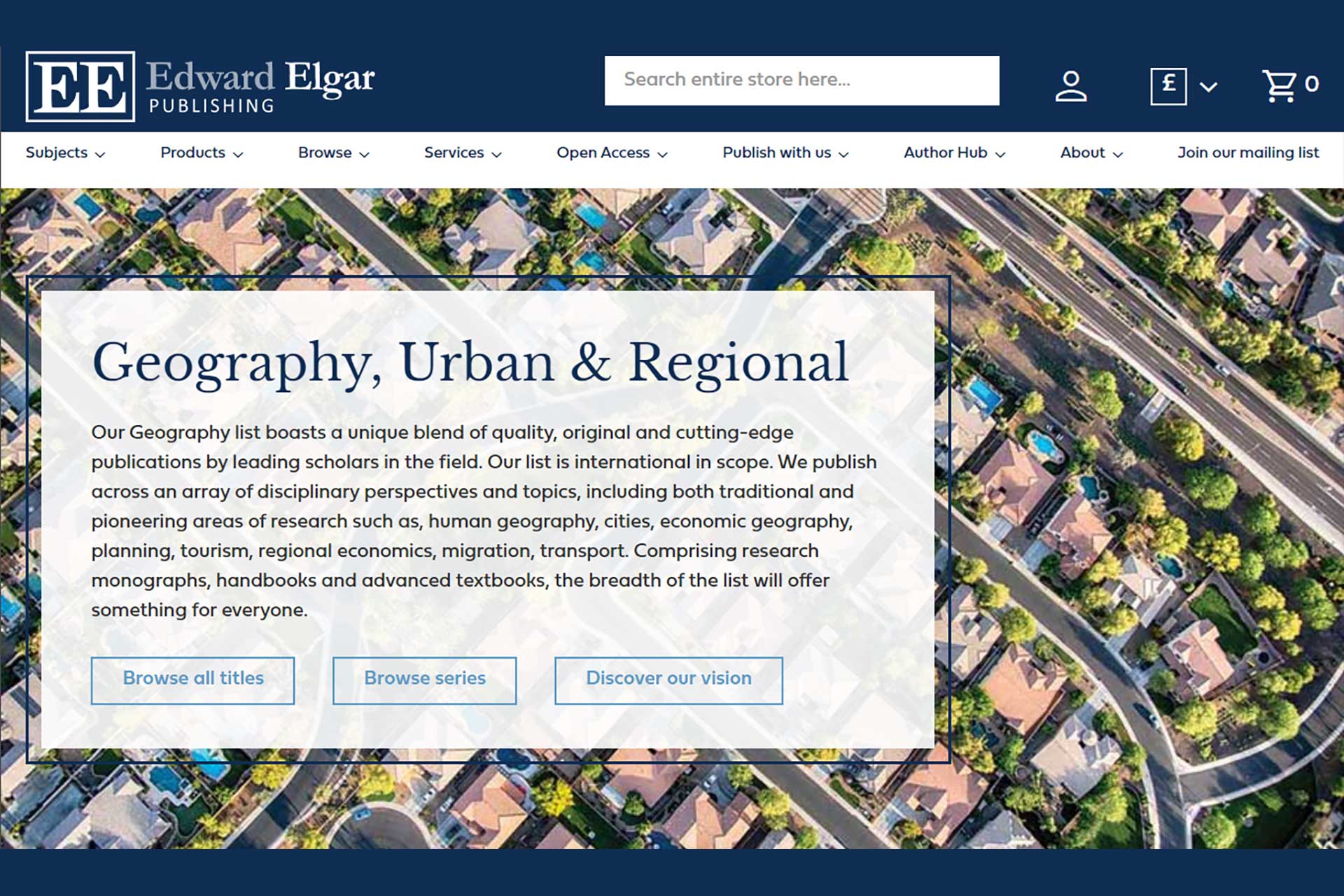 EE Publishing: Geography: Urban & Regional web page