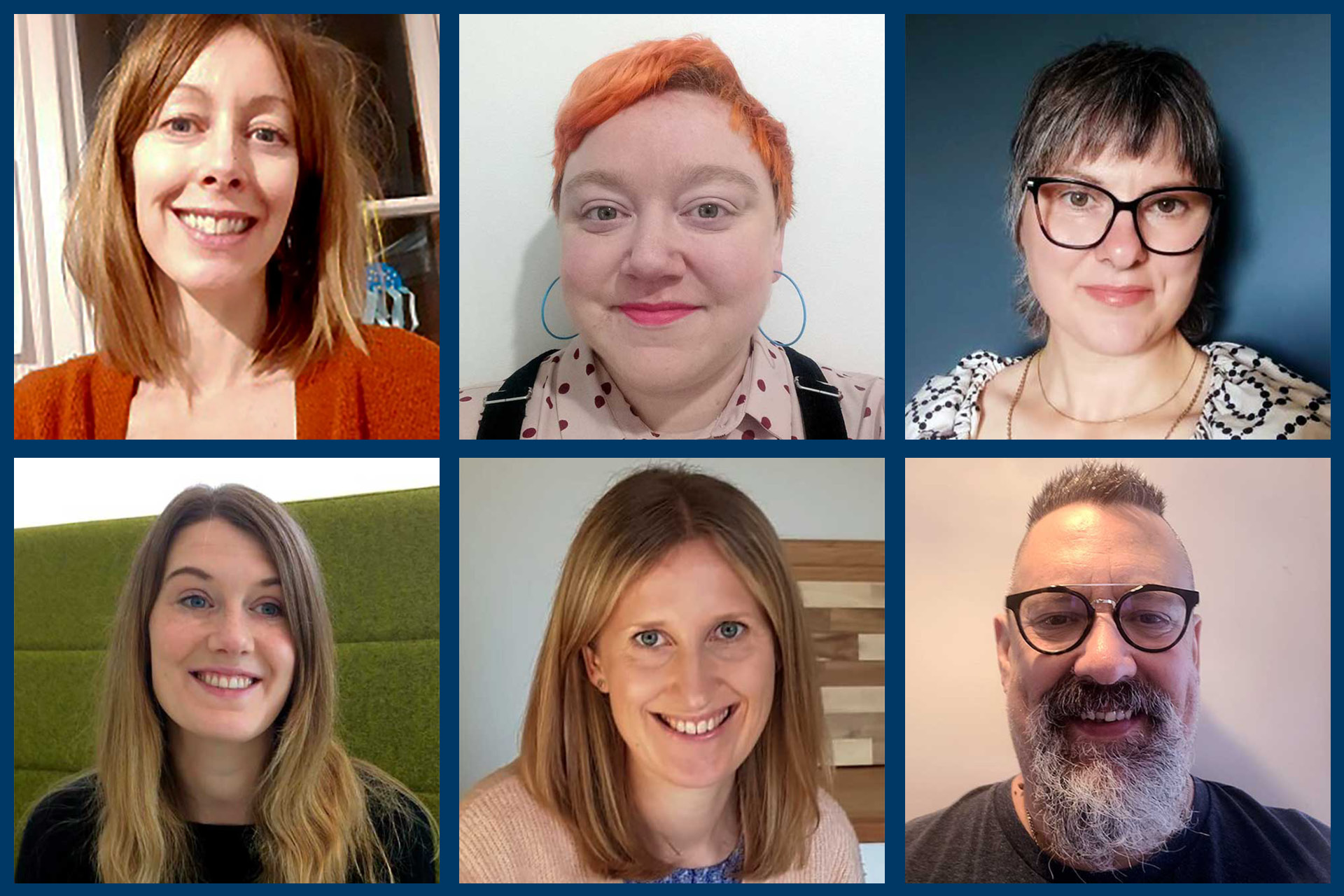 Your liaison librarians (from left to right): Emma Mires Richards, Holly Callaghan, Sarah Field, Emma Furderer, Katie Edwards, Andy Prue