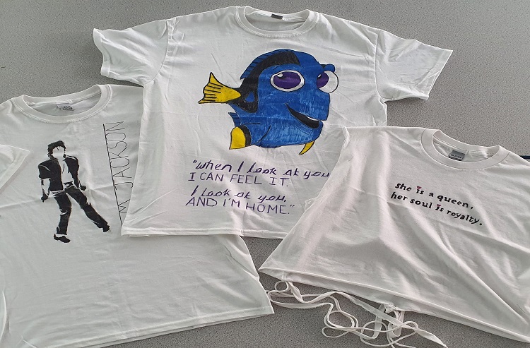 an image of the t-shirts the children created