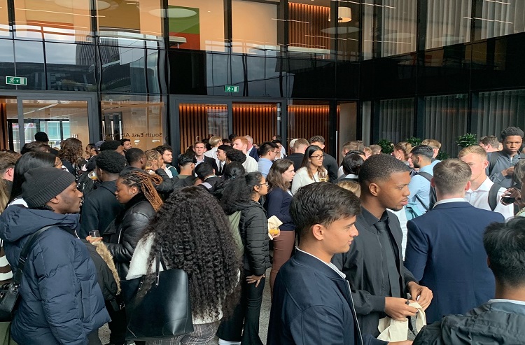 a picture of students at the UBS offices