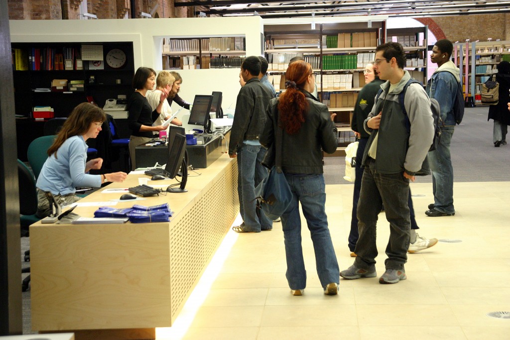 An image of university of Kent students in the library