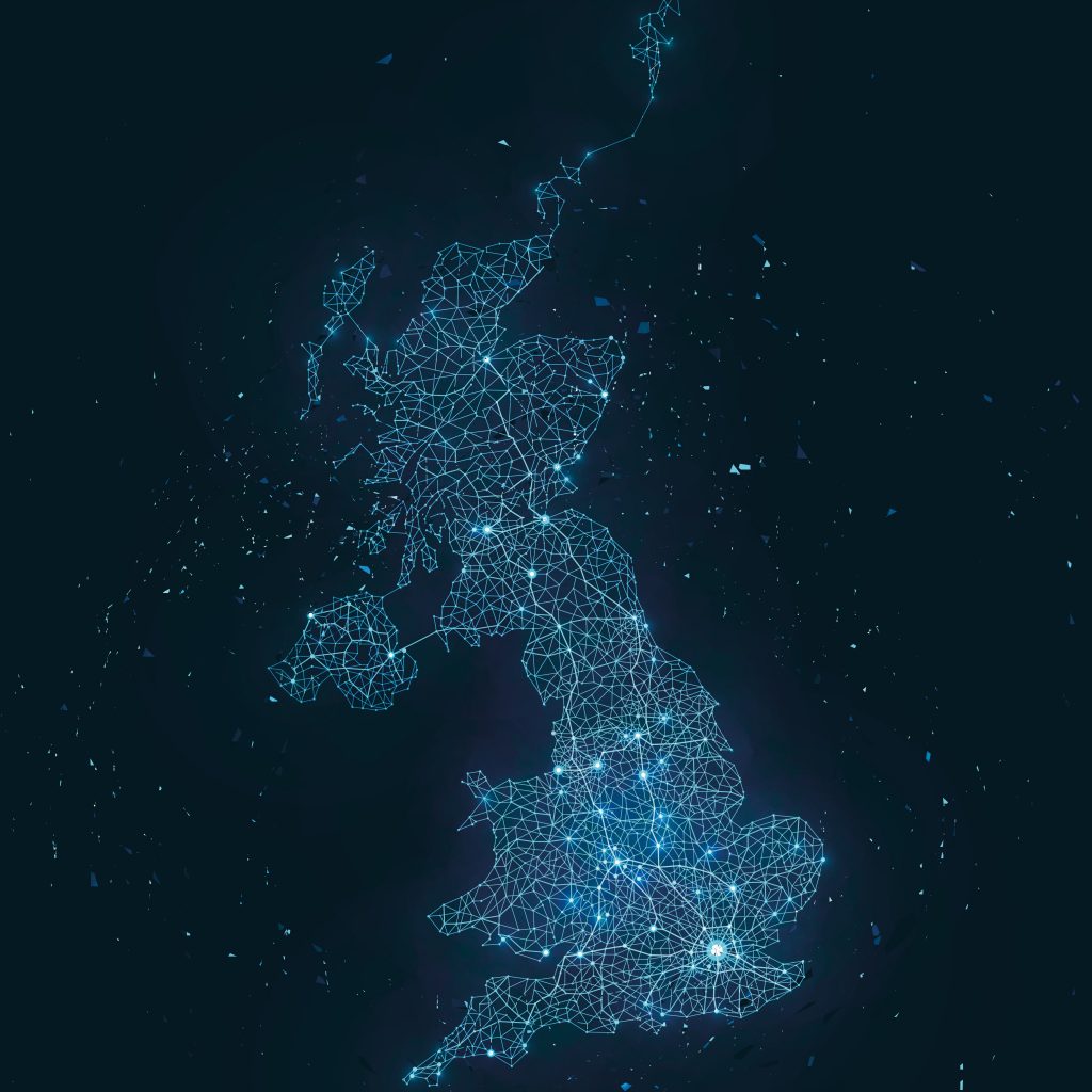 blue map of the united kingdom