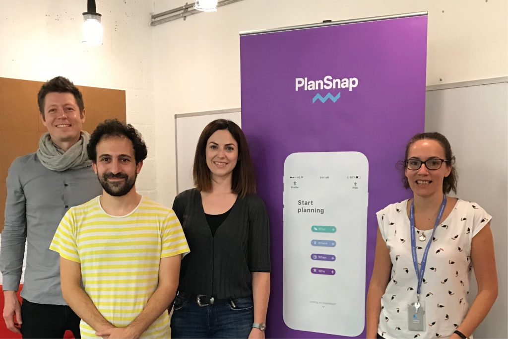 Dr Fernando Otero (Lecturer and KTP Academic Supervisor), Toby Green (CTO, PlanSnap), Louise Doherty (CEO, PlanSnap) and Sarah Jane Cass (Business Development and Operations Manager, PlanSnap).