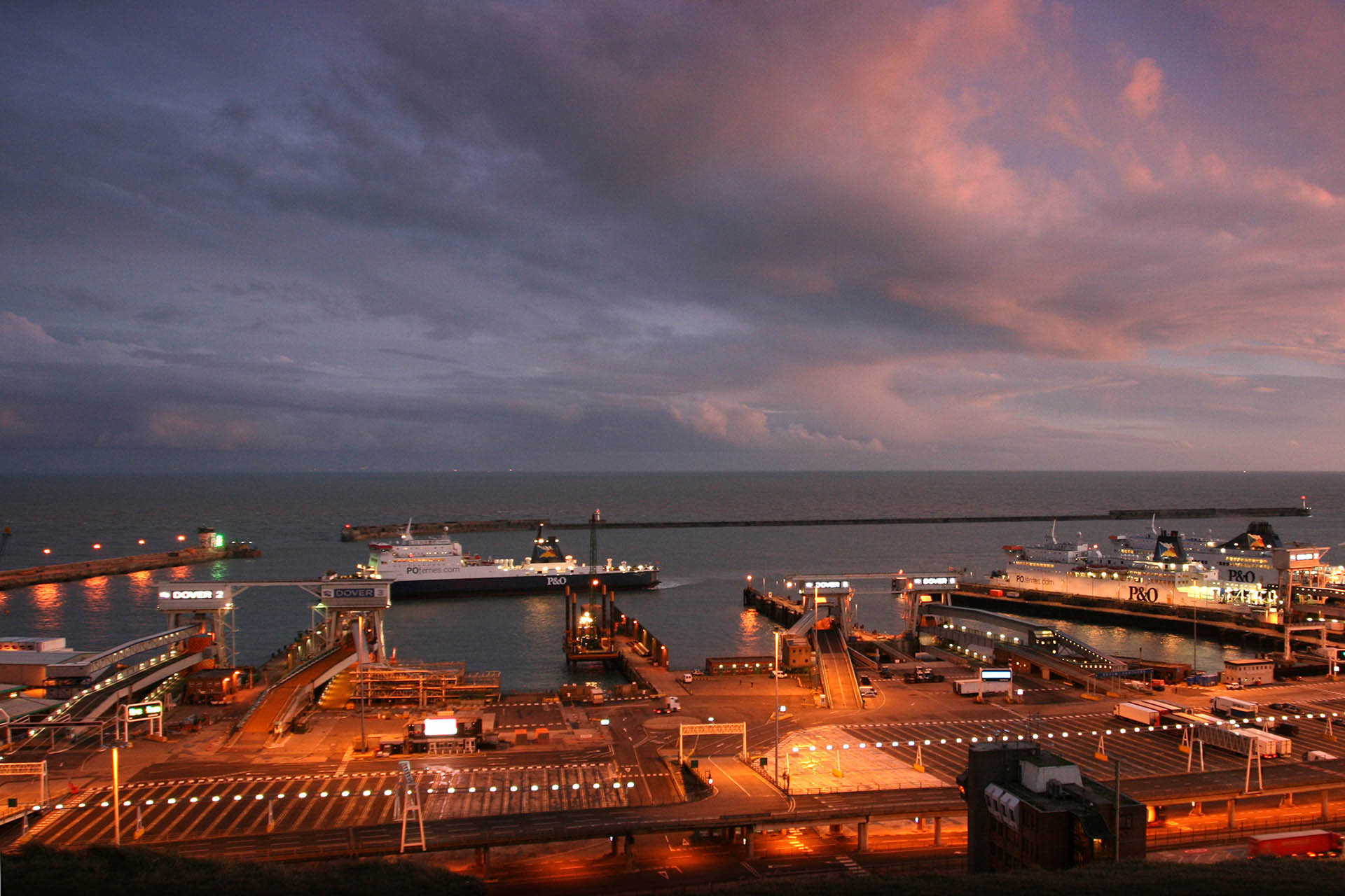The Port of Dover at night