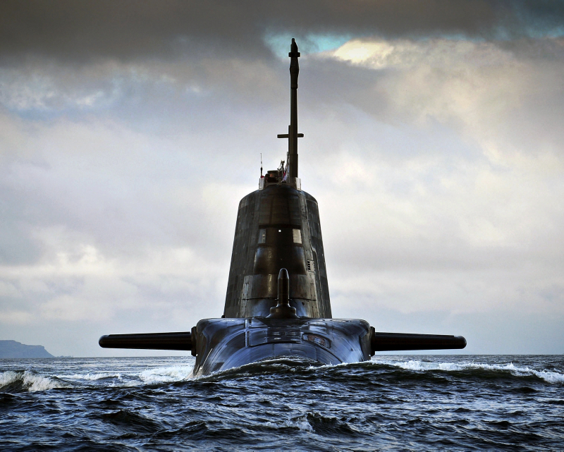 Pictured is HMS Ambush returning to HMNB Clyde in Scotland.