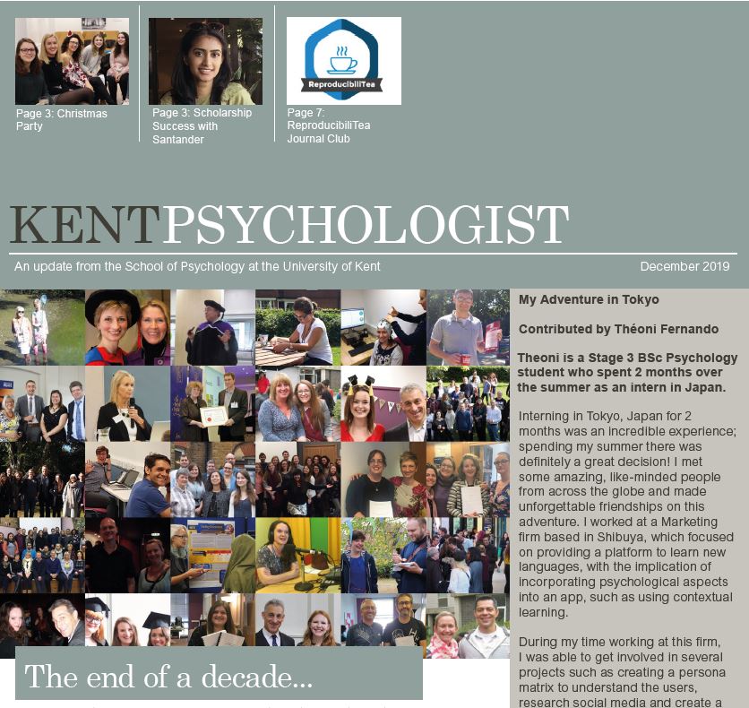 December 2019 Kent Psychology Newsletter