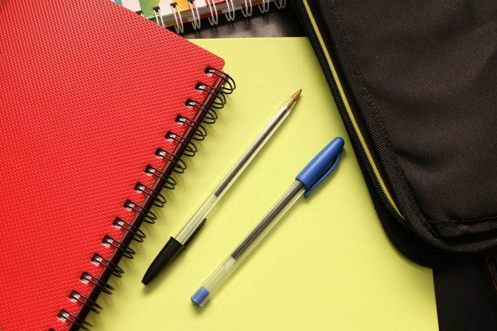 School pens and notepads