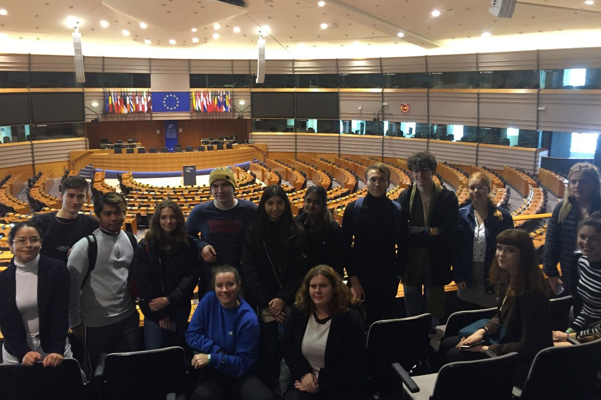 Students on the BSc Human Geography in the EU Parliament meeting room