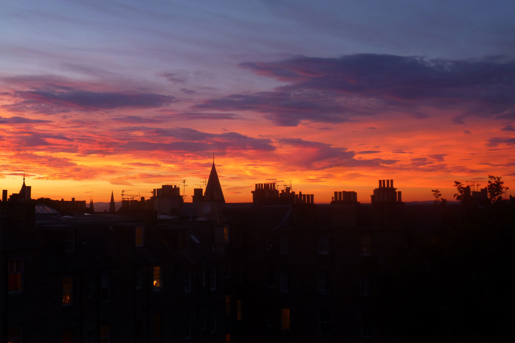 Edinburgh cityscape at sunset