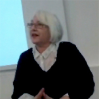 Joan Salter giving a talk at the University of Kent, 21 January 2015