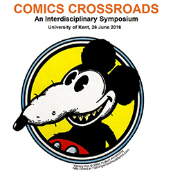 Logo for Comics Crossroads, featuring Mickey Rat by Robert Armstrong (c) 2005.