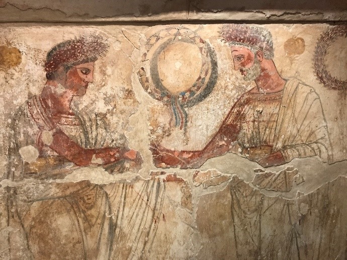 Roman wall paintings at the museum of Paestum