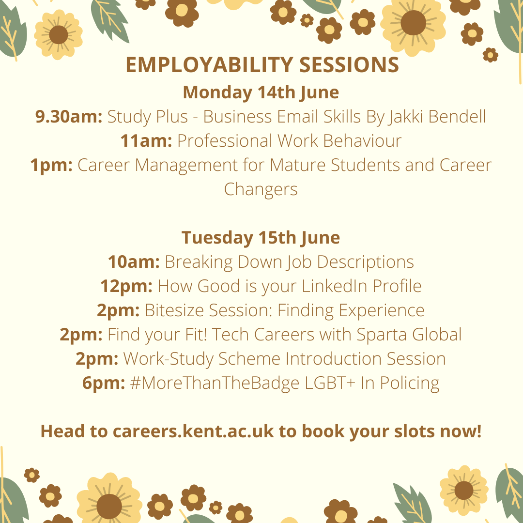 Careers events week beginning 14 June