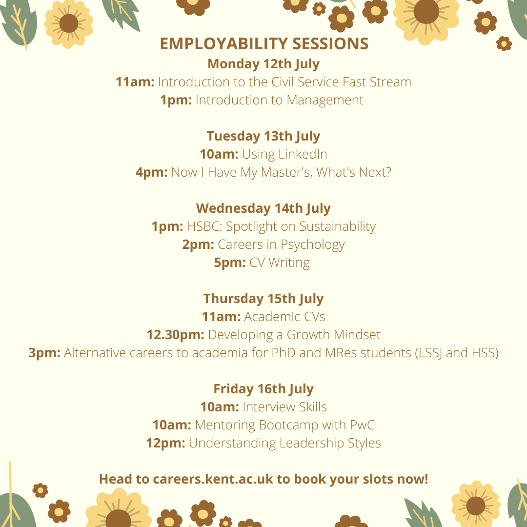 careers events week beginning 12 July poster
