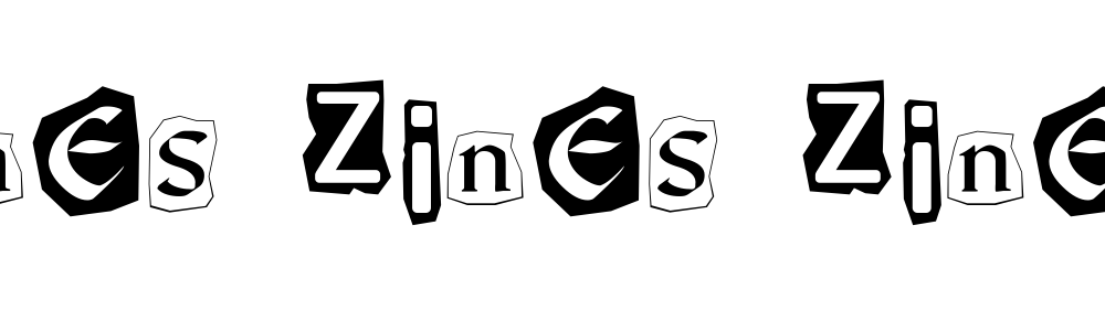 Title of exhibition - Zines Zines Zines - written in a DIY ransom note font