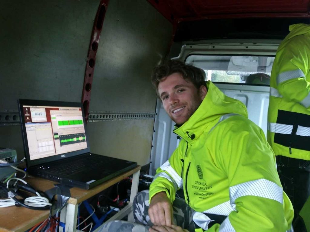 Greg Davies Operating a seismic survey in Finland