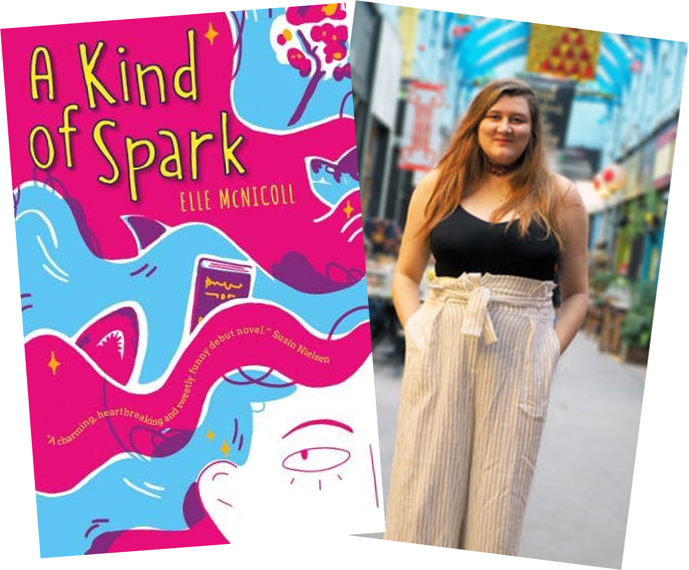 Left image: Book cover of 'A Kind of Spark. Right image: Photograph of the author Elle McNicoll