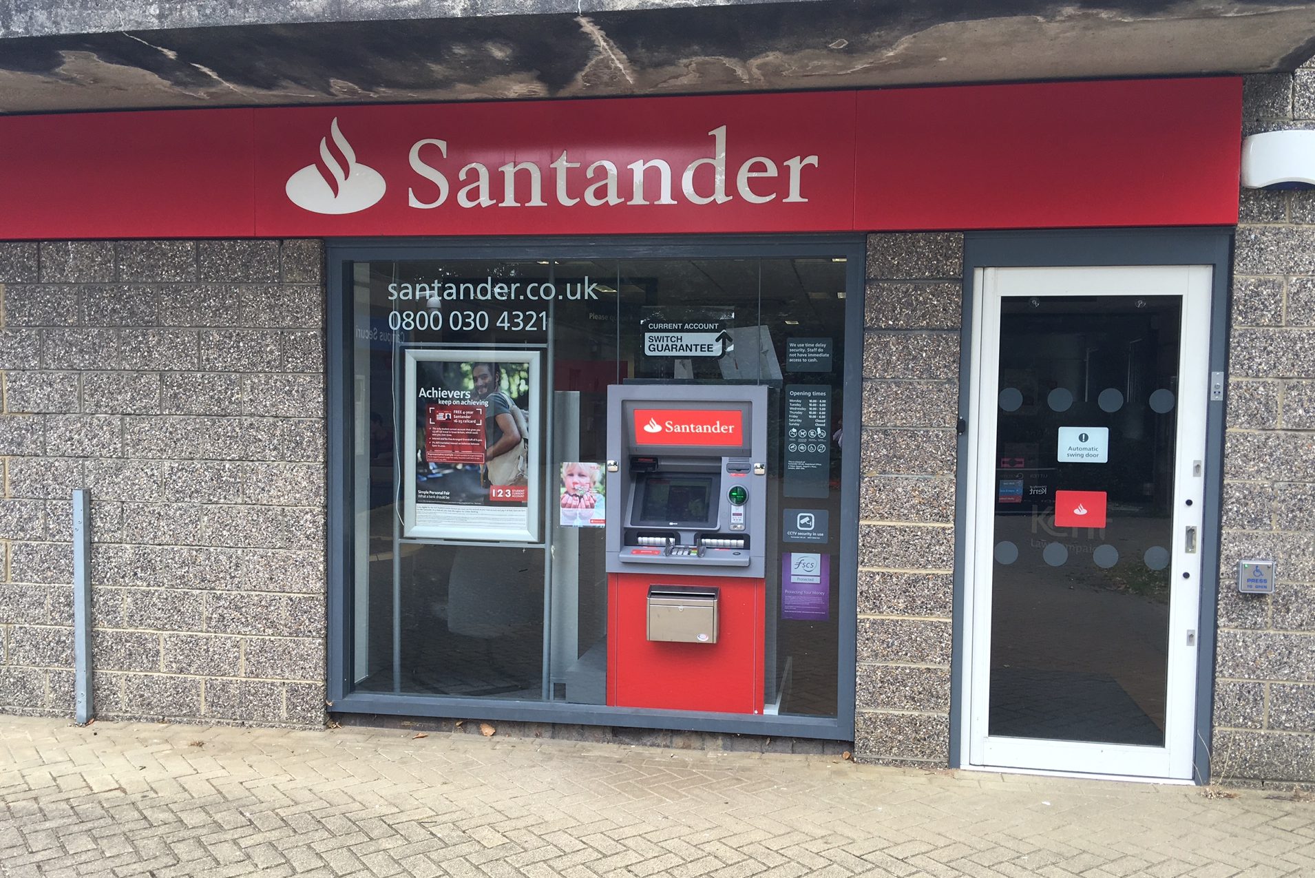 Santander Canterbury campus revised opening hours Staff and Student