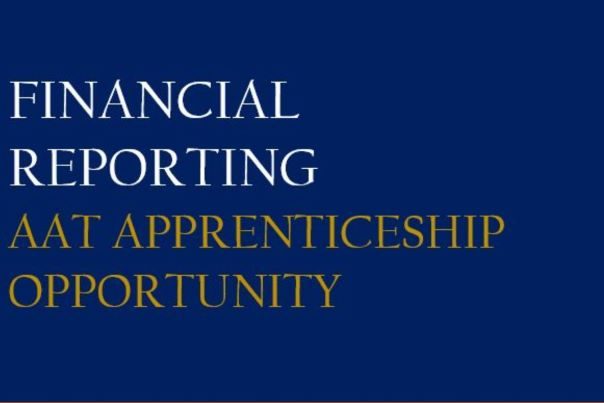 Financial Reporting Apprencticeship opportunity logo on the brand blue background