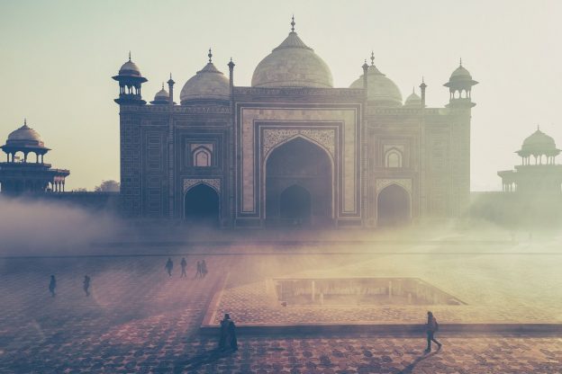 The Taj Mahal in India at dawn