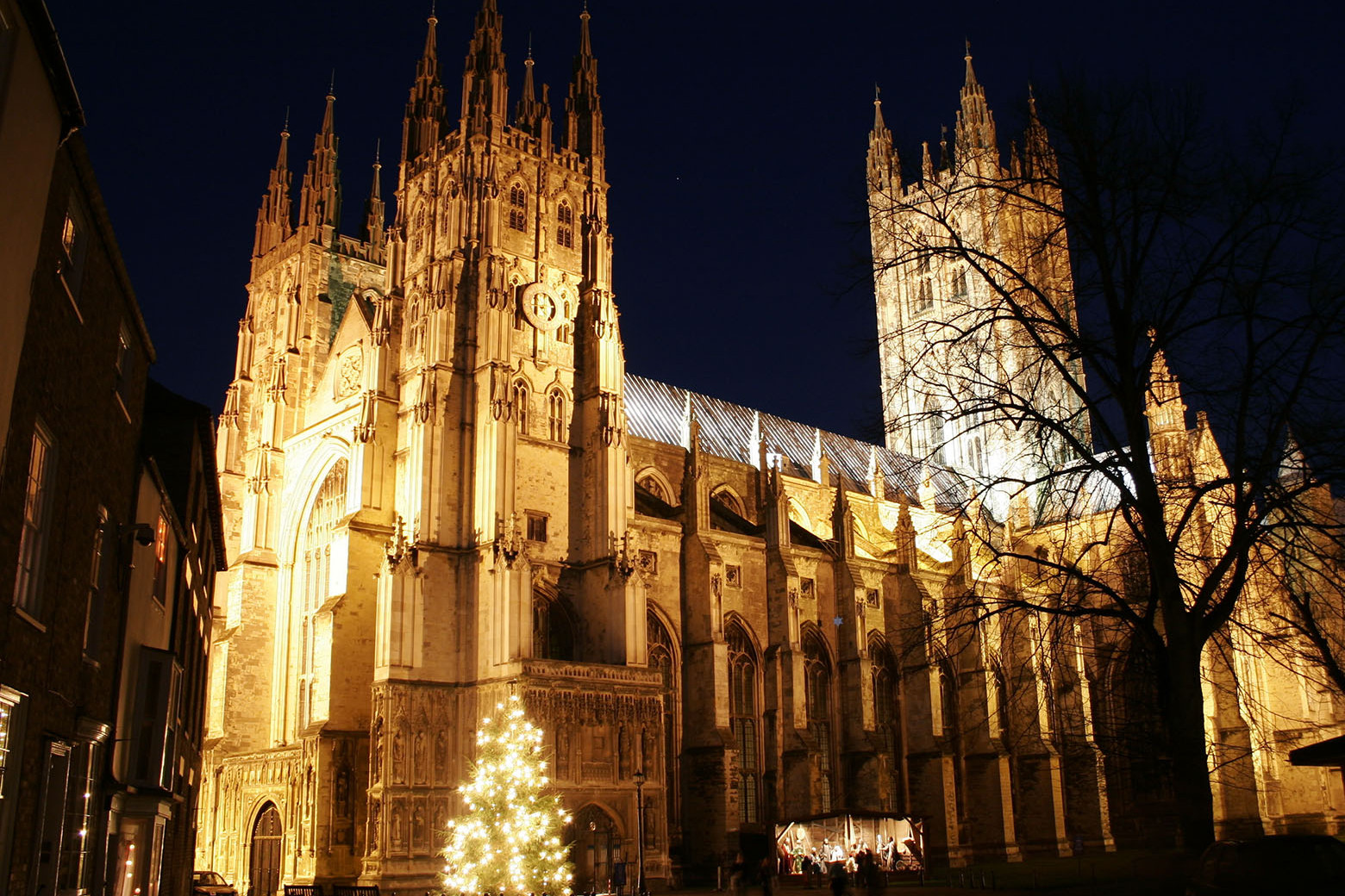 Canterbury Cathedral lit up at night