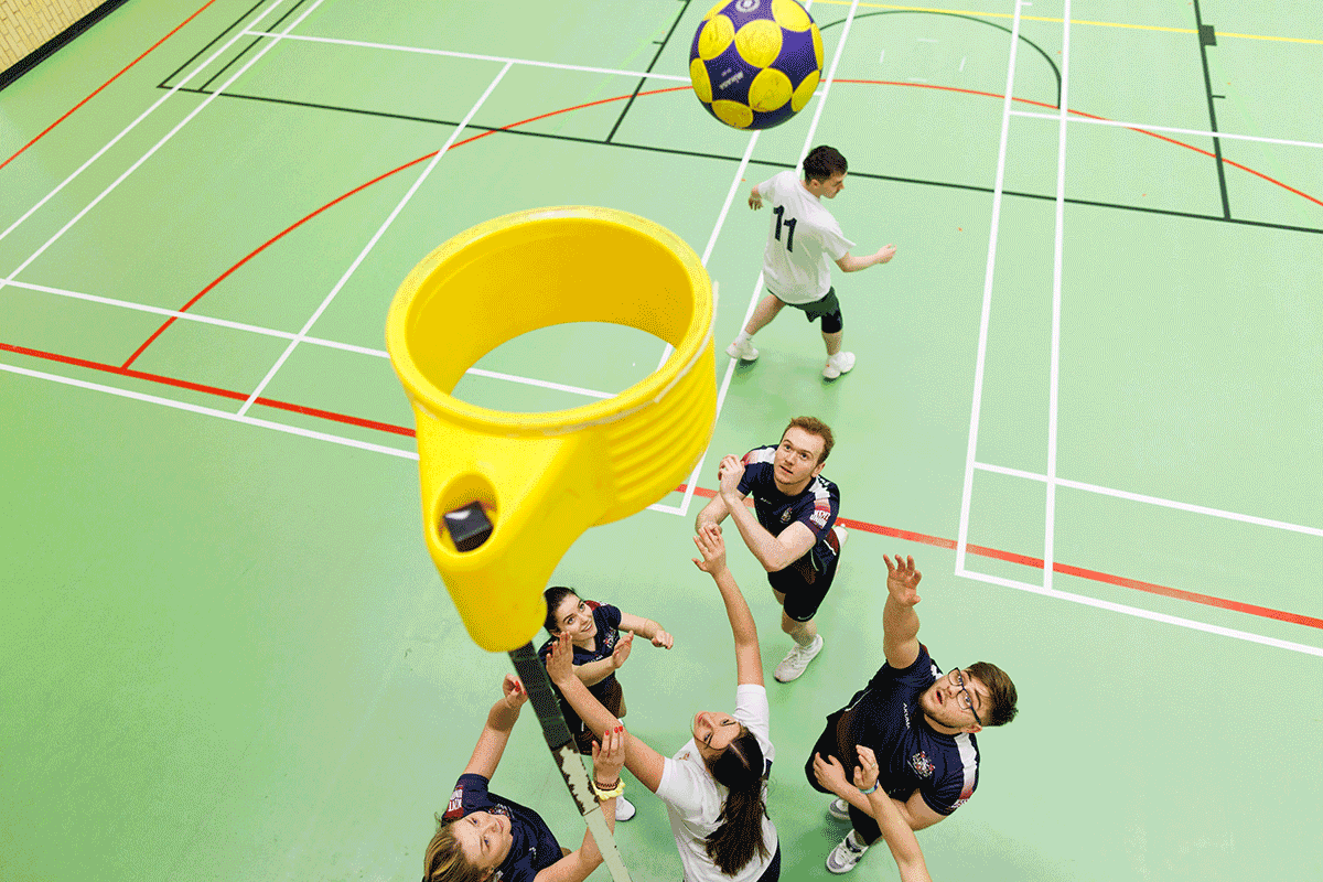 Students playing Korfball