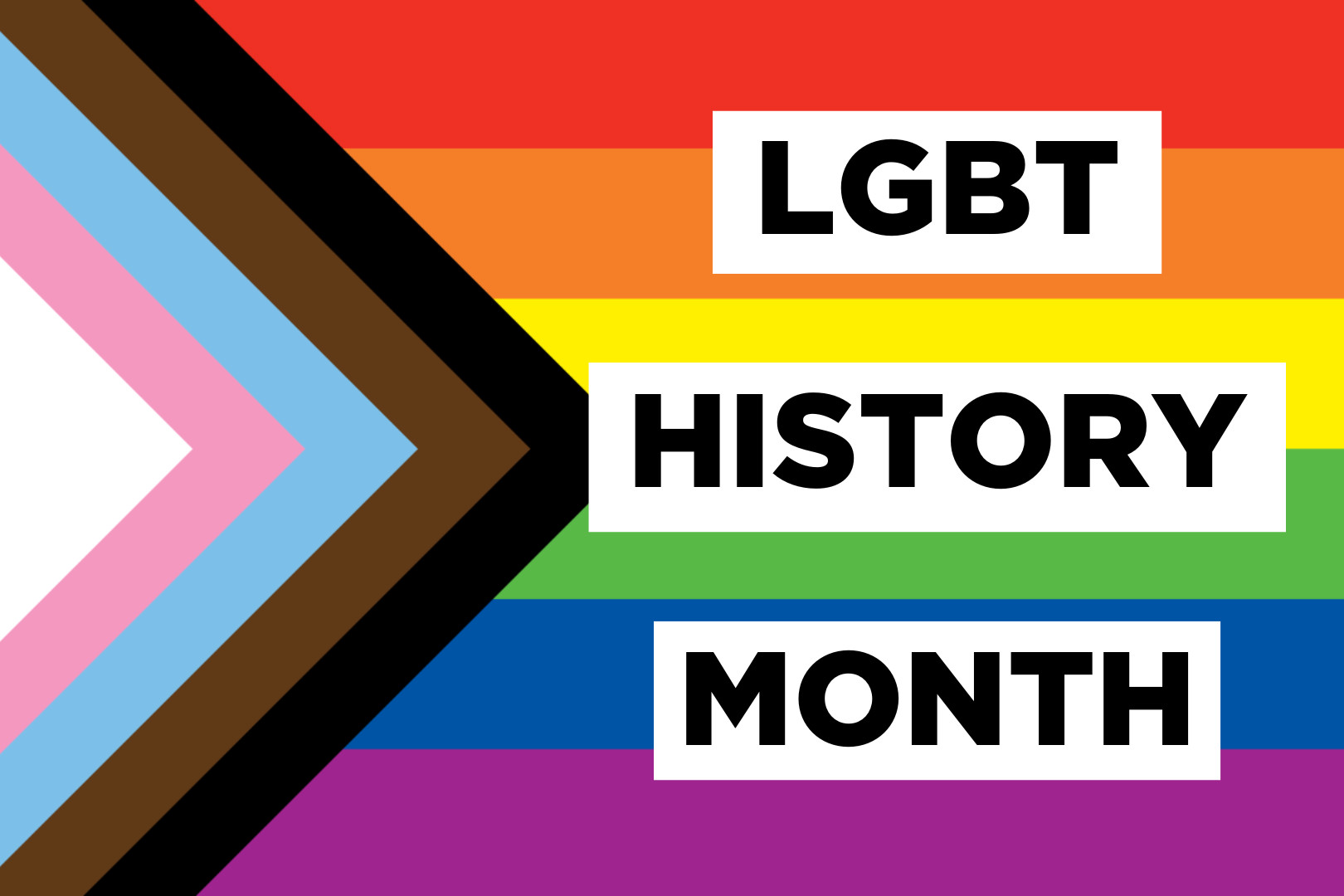 LGBTQ+ rainbow flag with text 'lgbt history month'